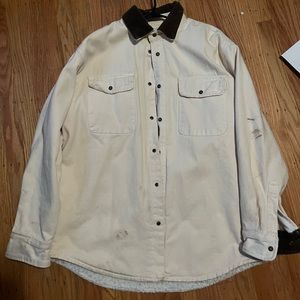 White Canvas Fleece Lined Jacket